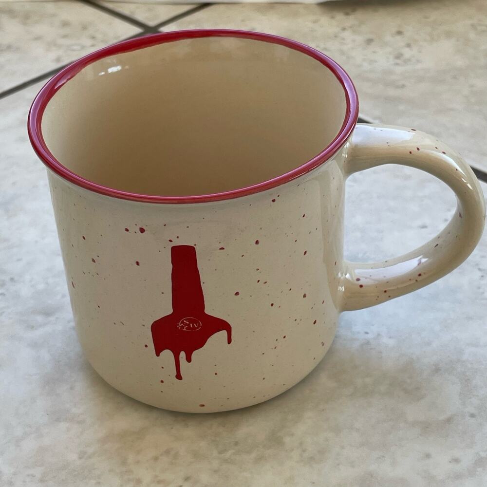 Maker's Mark Ceramic Campfire Mug Tan Red Speckled